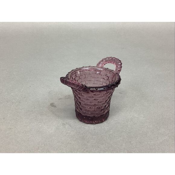 Boyd Glass Purple Amethyst Basket with Handles Toothpick Holder - Picture 5 of 10